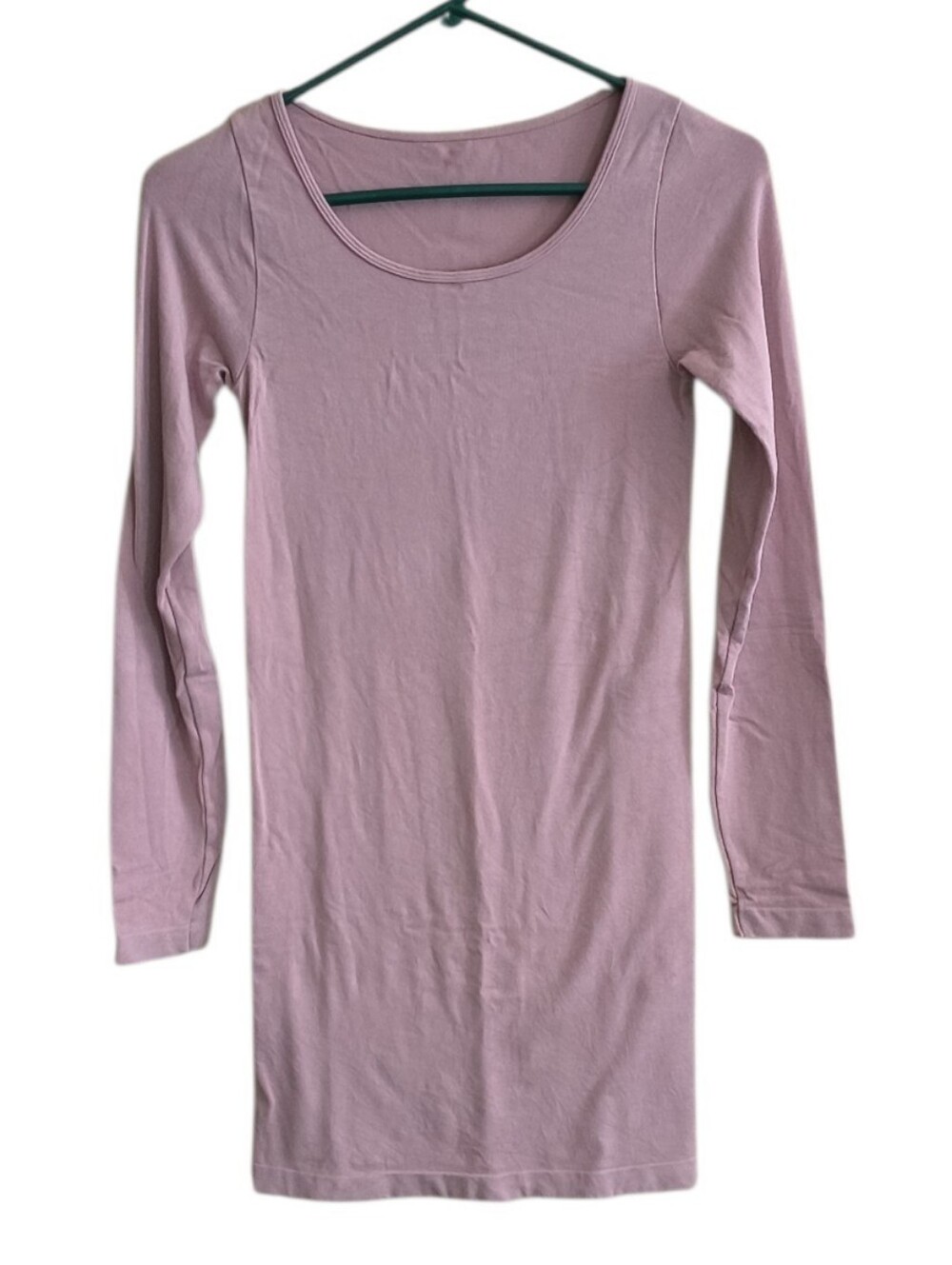 Elietian Long Sleeve Scoop Neck Bodycon Dress - Dusty Pink